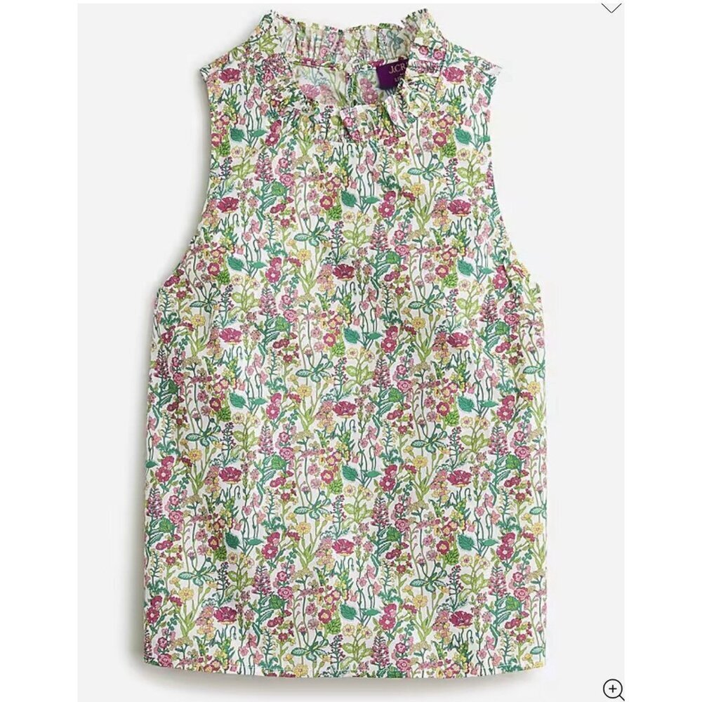 NWT J. CREW Fleur Top Liberty Fabric Sleeveless Floral Print Ruffle Size Small